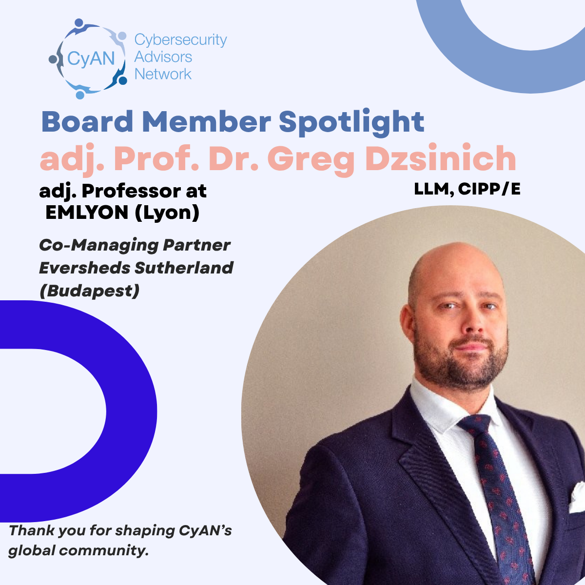 Board Member Spotlight: Adj. Prof. Dr. Greg Dzsinich, LLM, CIPP/E